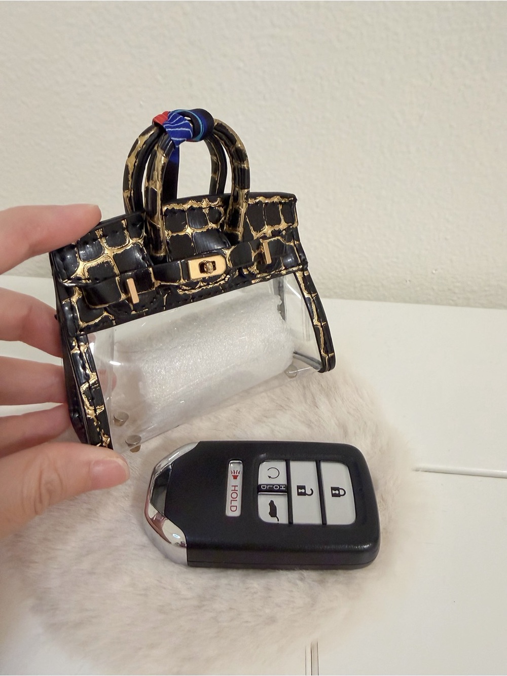 🖤✨ Black Gold Croc Transparent Mini Bag Charm